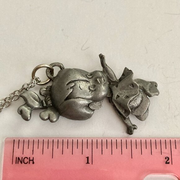 Vintage Pebbles Flintstone Pendant Necklace Warner Bros Charm 18' Chain - Picture 8 of 8